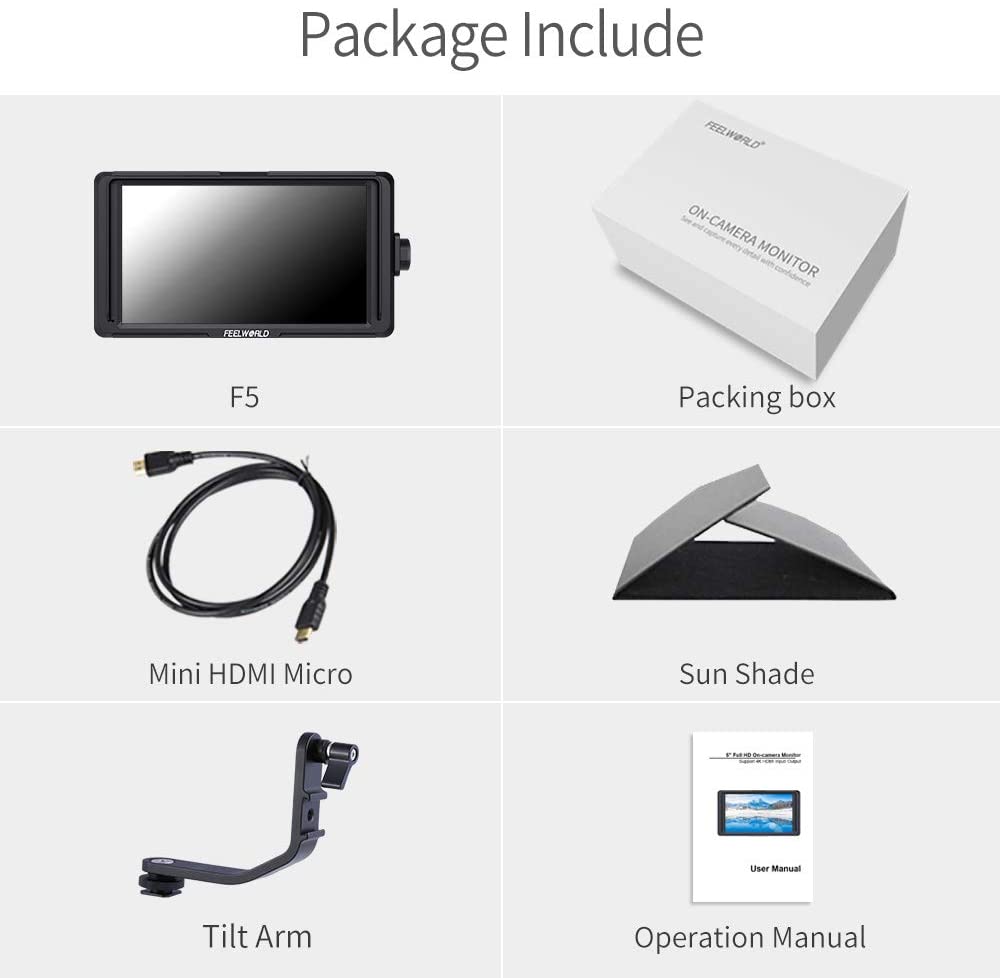 (4K) FEELWORLD F5 5 Inch DSLR On Camera Field Monitor