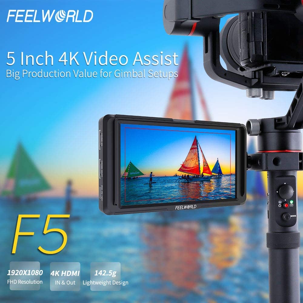 (4K) FEELWORLD F5 5 Inch DSLR On Camera Field Monitor