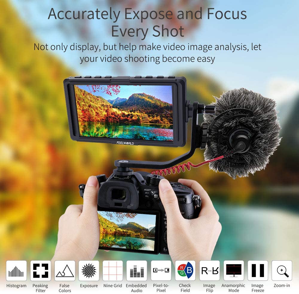 (4K) FEELWORLD F5 5 Inch DSLR On Camera Field Monitor