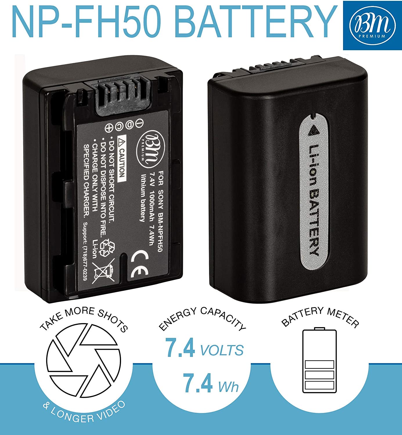 BM Premium NP-FH50 Battery for Sony Cyber-Shot DSC-HX1 DSC-HX100V DSC-HX200V HDR-TG5V Digital Camera Battery