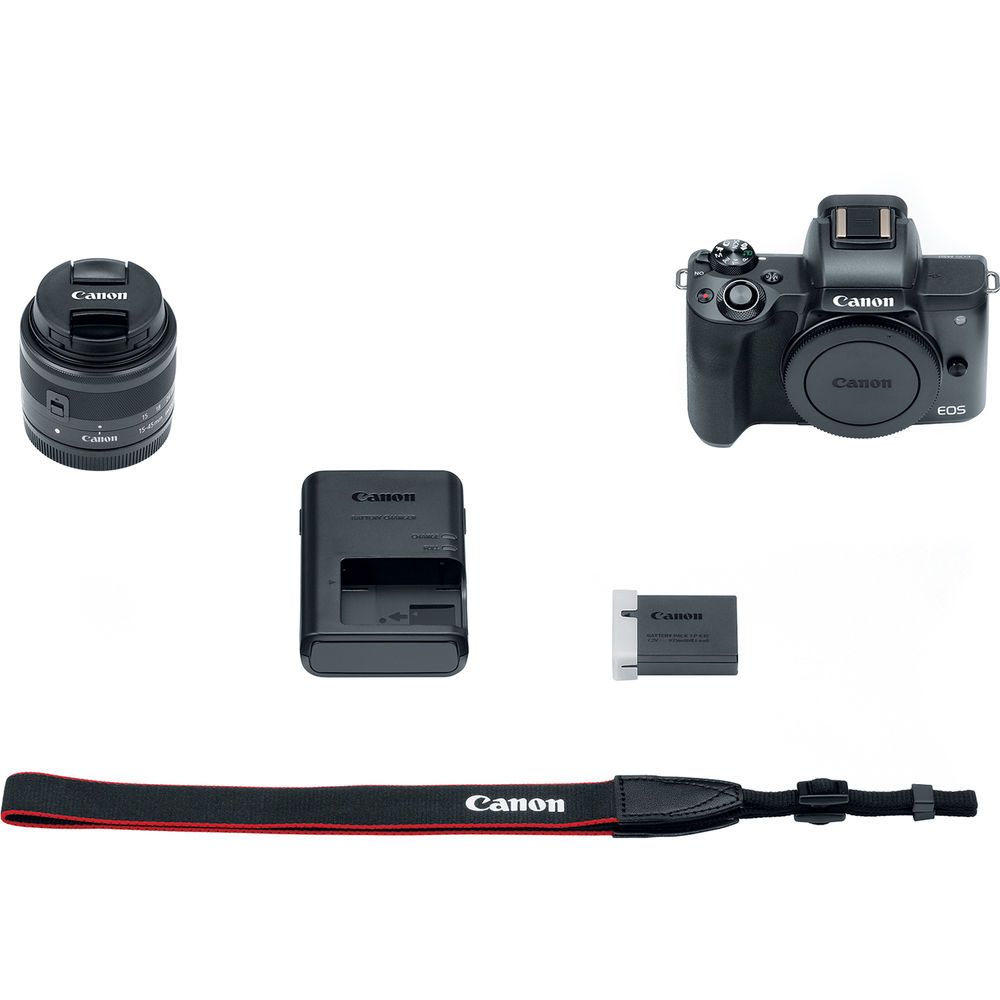 Canon EOS M50 24.1MP Mirrorless Camera with 15-45mm IS STM Lens - Black
