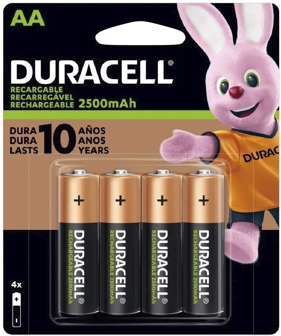 Duracell AA NiMH rechargeable blister pack, 4 per pkg. 2500mAh