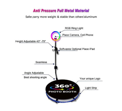 360 Rotating Selfie Photo Booth Machine 100cm