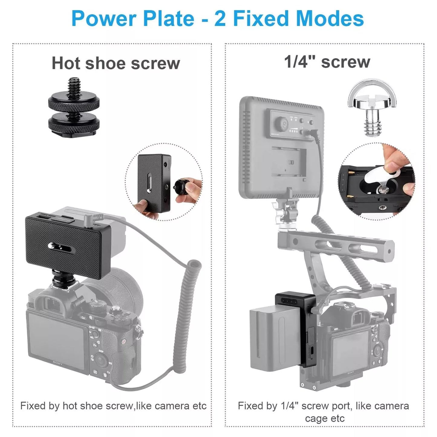 Alvin's Cables BMPCC4K Blackmagic Cinema Camera Bmcc 4K BMPCC Power Supply Mount Plate Adapter for Sony NP F970 Battery