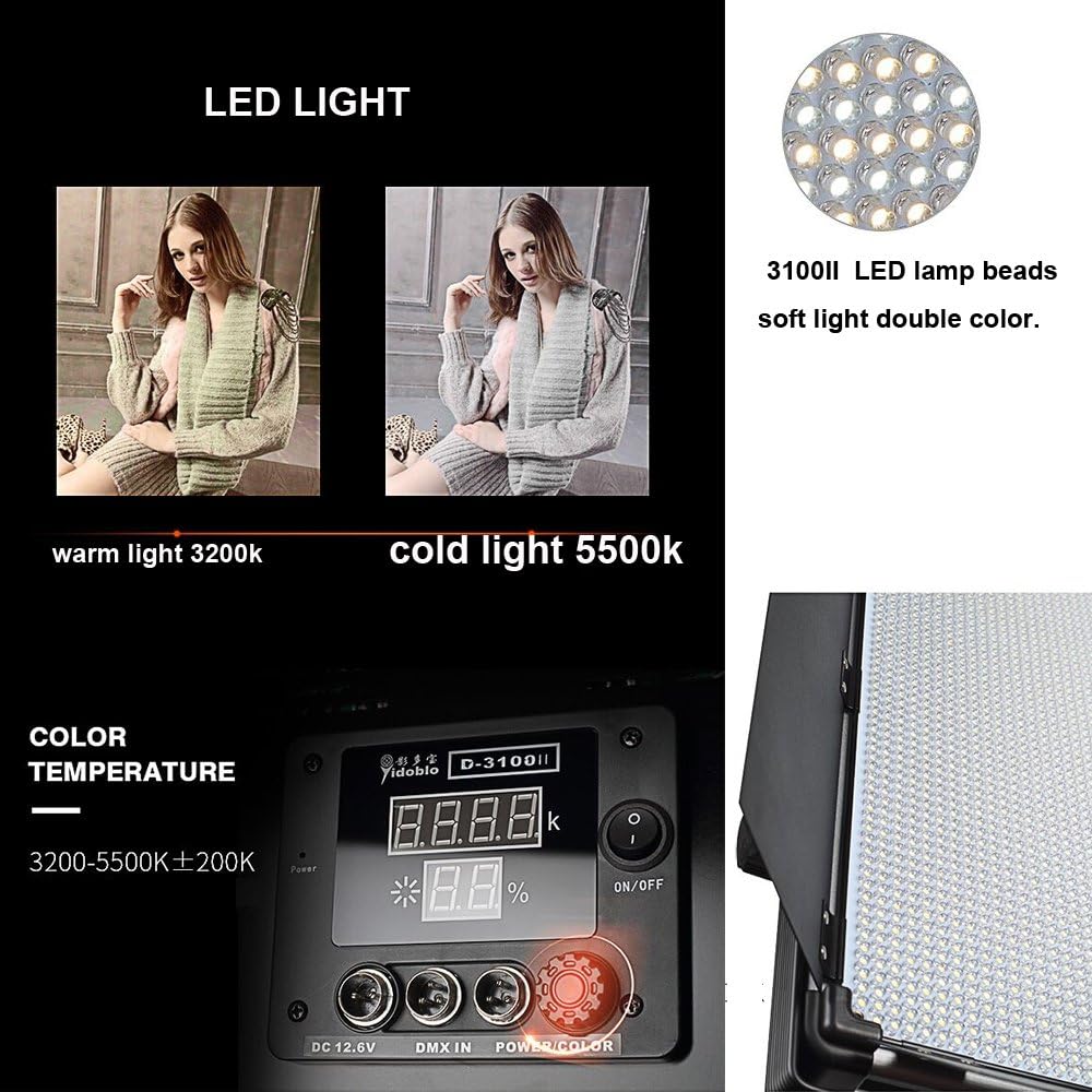 Yidoblo Slim D-3100II Bicolor High Power 3068 LED Photography Continuous Lighting Panel, 200W 20000 Lumen , DMX Compatible