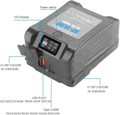 V-Lock Lithium Battery：For BP-VL99 14.4V 99Wh V Mount Battery W LCD Display V Lock V Shape Li-ion Battery For Video & DSLR Cameras