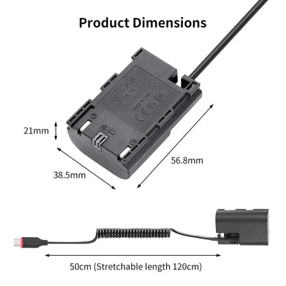 KingMa TC-LPE6 LP-E6 USB-C Replacement Dummy Battery Adapter for Canon