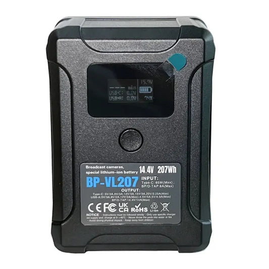 Type-C Mini V Mount Li-ion Battery 207W BP-VL207 PD65W Powerful Input and Output