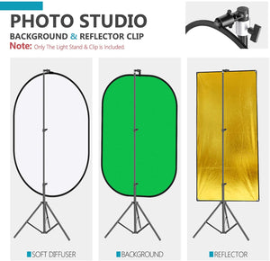 Background & Reflector Clip and 6ft/190cm Light Stand