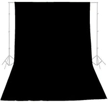 Load image into Gallery viewer, Black studio backdrop 3x6M (Muslin) material with stands
