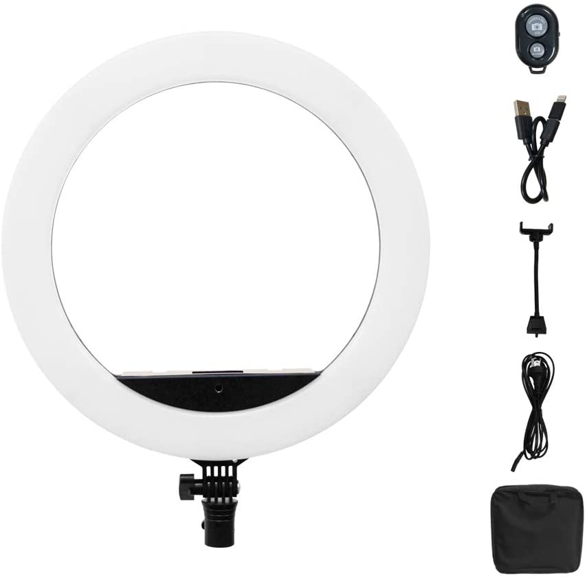 White Label Ring light ajustable 14 pouces 35cm avec trépied et support  téléphone - Prix pas cher