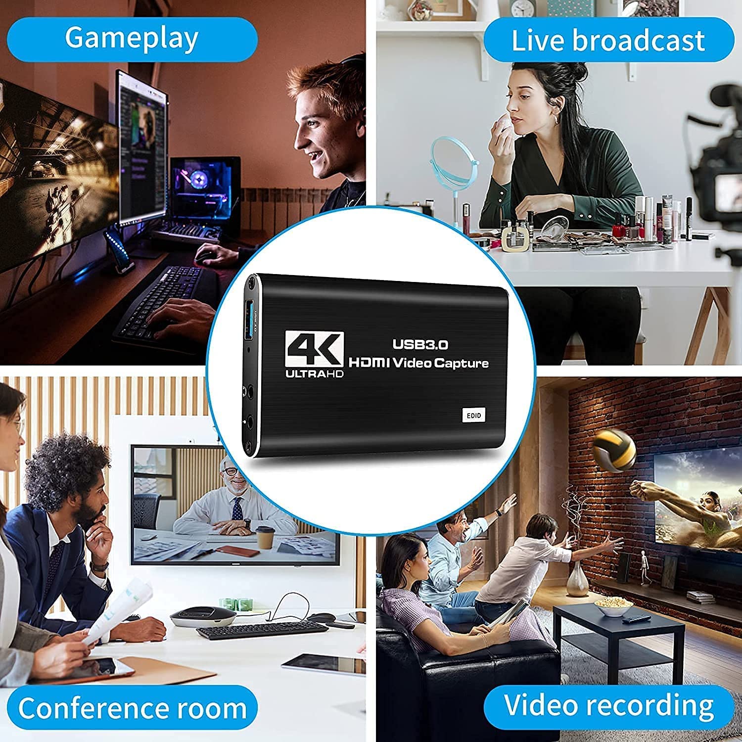 USB 3.0 HDMI Video Capture Card 4K 1080P 60fps Game Video Record Live  Streaming