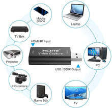 Load image into Gallery viewer, 4K HDMI Video Capture Card/Live Streaming card USB 2.0
