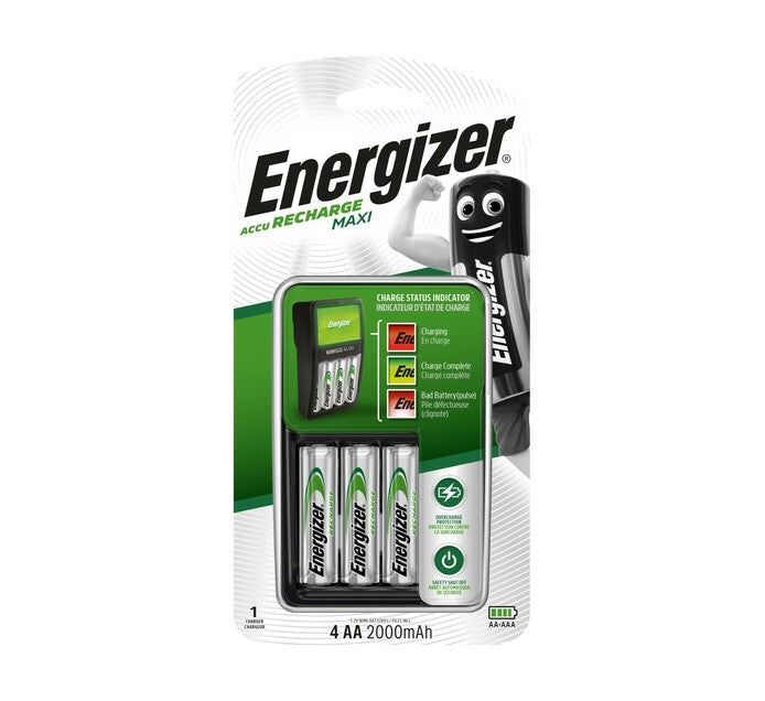Energizer MAXI Charger with 4 AA NiMH Rechargeable Batteries,