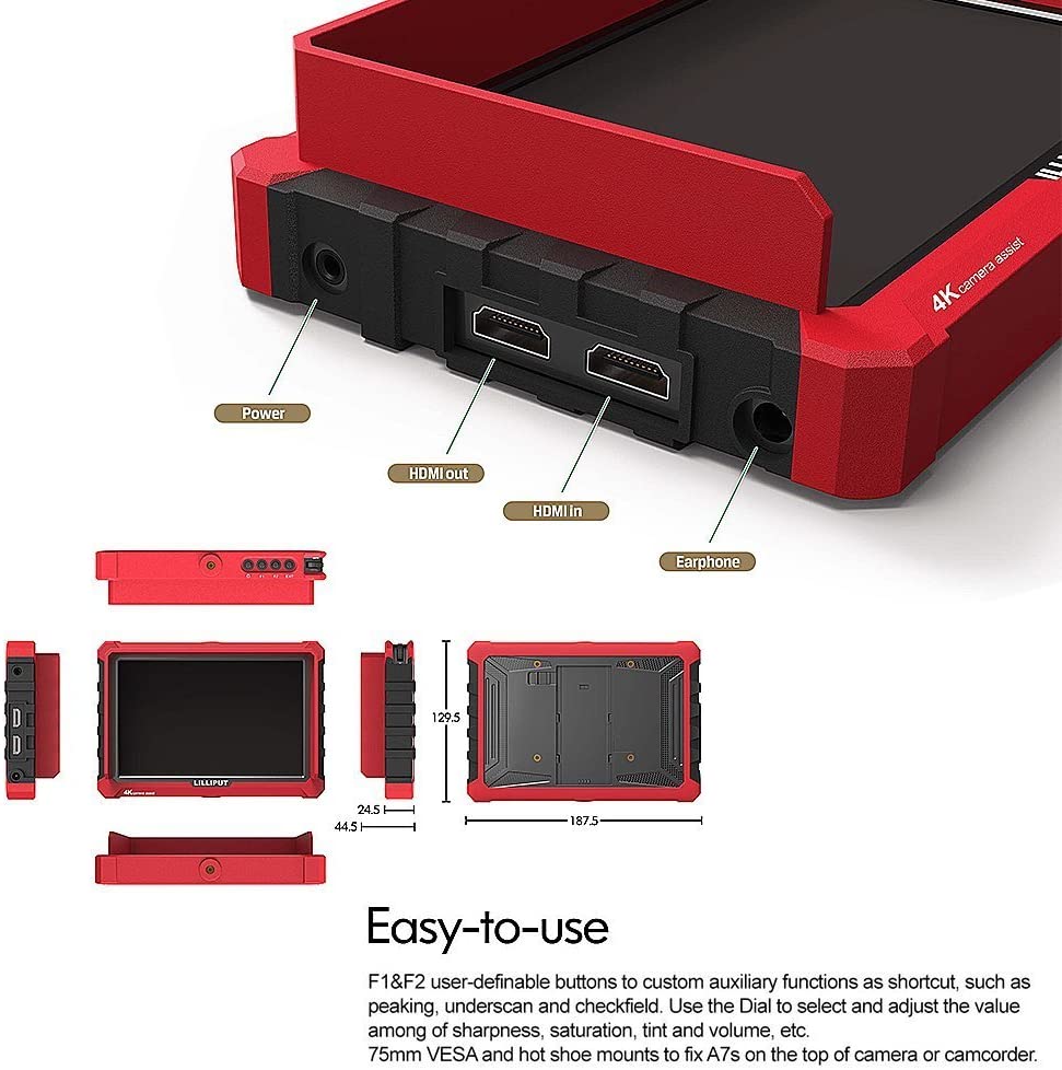 LILLIPUT 7 inch A7S 1920x1200 IPS On Camera Monitor with 4K HDMI Input and Output