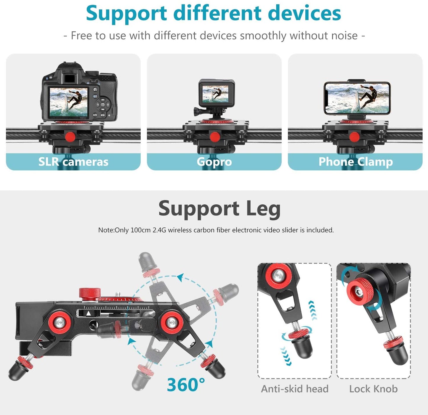 100CM Motorized Camera Slider with Remote control