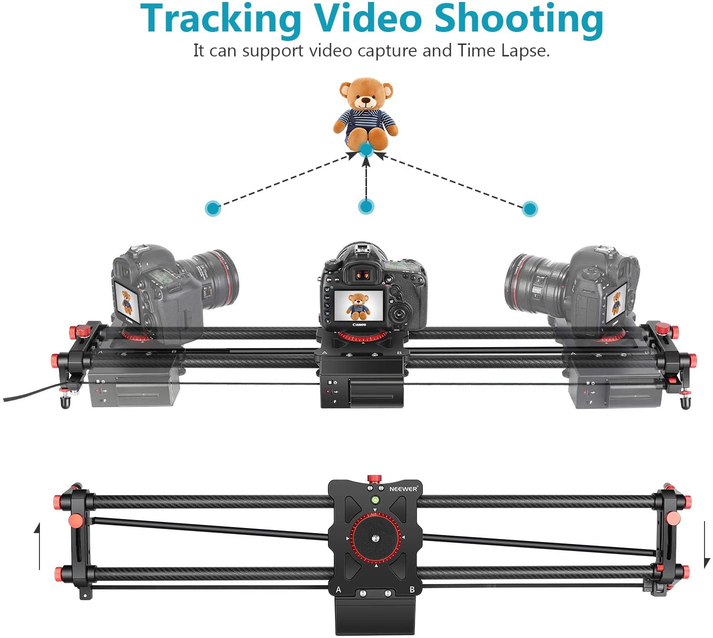 100CM Motorized Camera Slider with Remote control