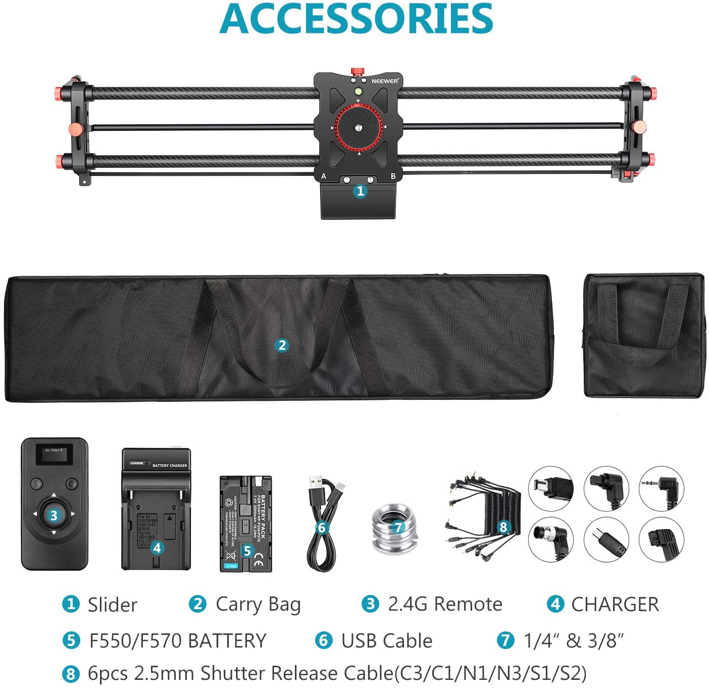 100CM Motorized Camera Slider with Remote control