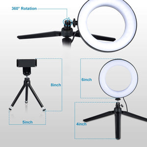 6 Inch LED Ring Light with Tripod Stand